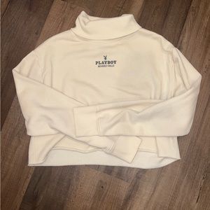 Playboy cream cowl neck cropped sweater NEVER WORN